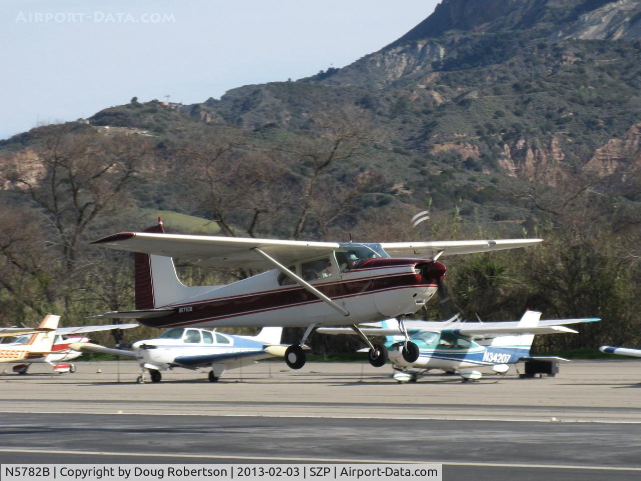 N5782B, 1956 Cessna 182 Skylane C/N 33782, 1956 Cessna 182 SKYLANE, Continental O-470-S 230 Hp, takeoff climb Rwy 22