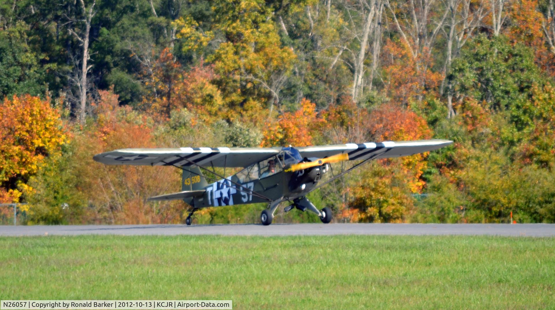 N26057, 1939 Piper J3C-65 Cub C/N 3999, Landing - Culpeper Air Fest 2012
