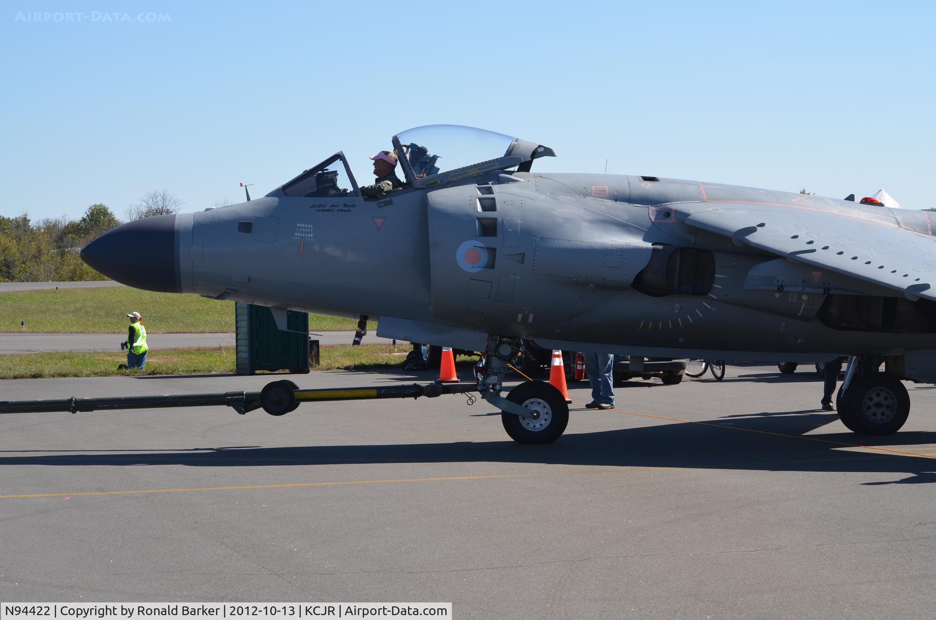 N94422, 1979 British Aerospace Sea Harrier F/A.2 C/N 41H-912002/DB2, Towed to engine start position - Culpeper Air Fest 2012