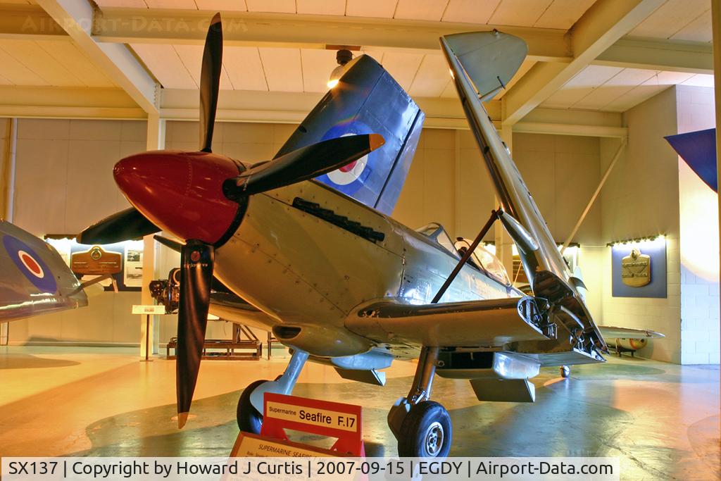 SX137, Supermarine 395 Seafire F.XVII C/N WASE1.5325, At the Fleet Air Arm Museum.