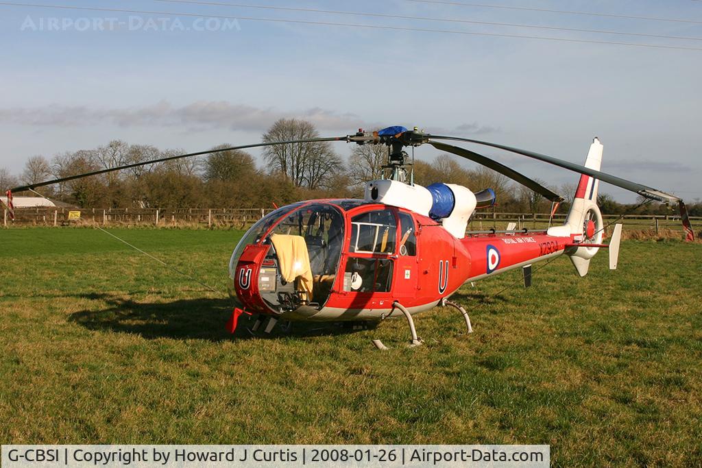 G-CBSI, 1978 Westland SA-341D Gazelle HT3 C/N WA1736, Painted as XZ934/U. Privately owned. At the Newton Peveril airstrip, Dorset.