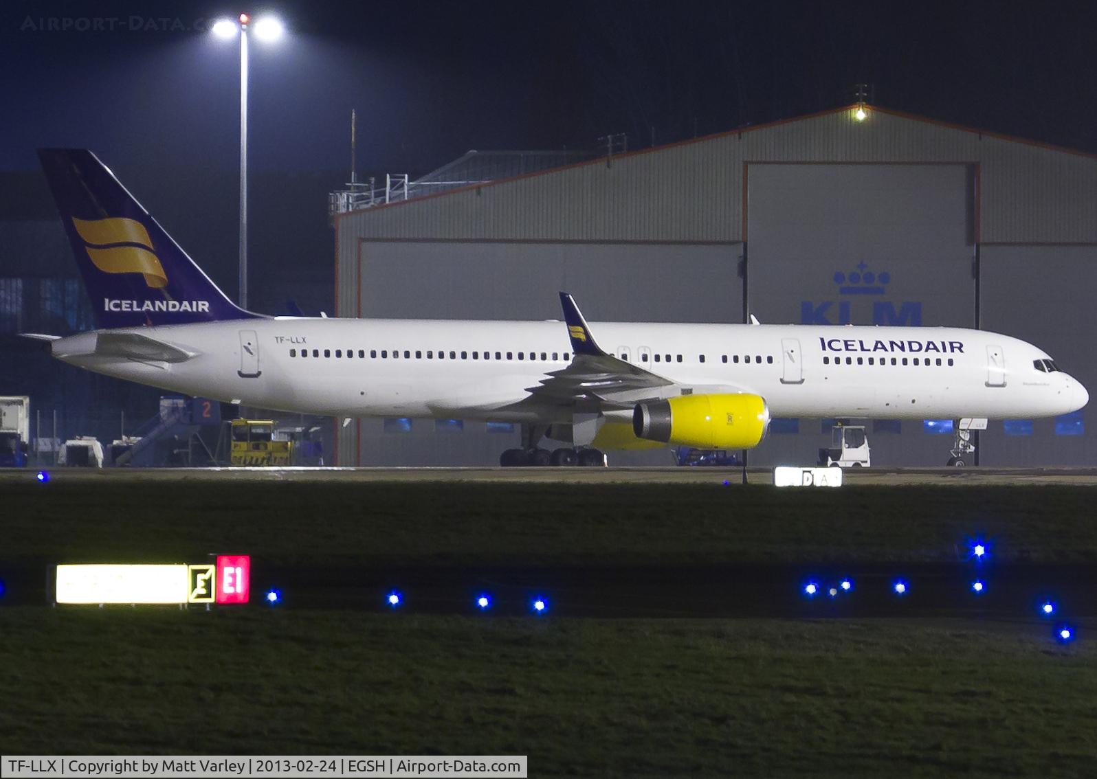 TF-LLX, 2000 Boeing 757-256 C/N 29311, Sat on stand 6 at EGSH after arriving from Gatwick.
