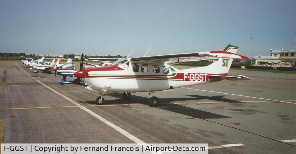 F-GGST, 1979 Cessna P210N Pressurised Centurion C/N P21000319, Picture taken probably in the nineties on a French airport.  I took the picture because the F-GGTS was a turbine modified version of the Centurion.  probably an Allison.