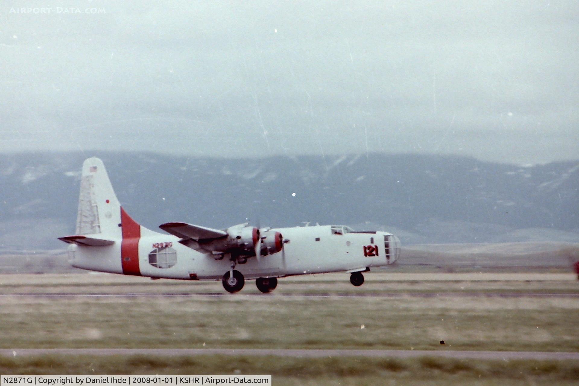 N2871G, Consolidated Vultee P4Y-2 Privateer C/N 66302, Hawkins & Powers Consolidated Vultee P4Y-2 at KSHR around 1982.