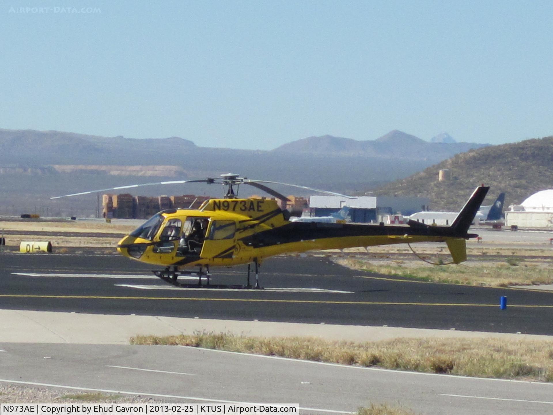 N973AE, 1999 Eurocopter AS-350B-3 Ecureuil Ecureuil C/N 3229, N973AE parked at Tucson Air Support's hangar at KTUS