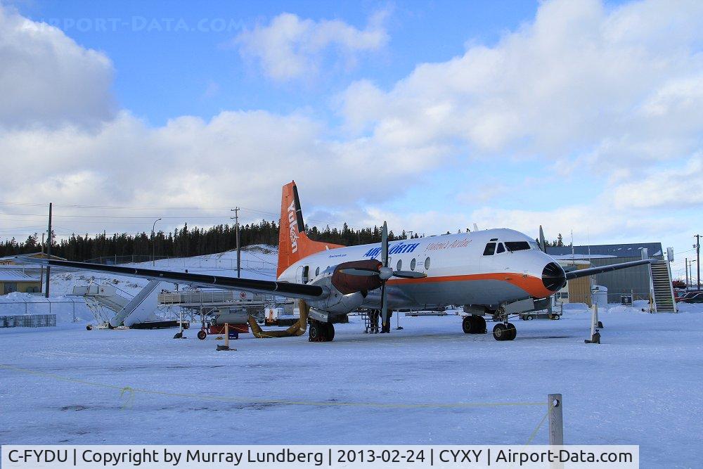 C-FYDU, 1970 Hawker Siddeley HS.748 Series 2A C/N 1694, On the ramp at Whitehorse and open to the public at the 2013 Yukon Sourdough Rendezvous Air Display.