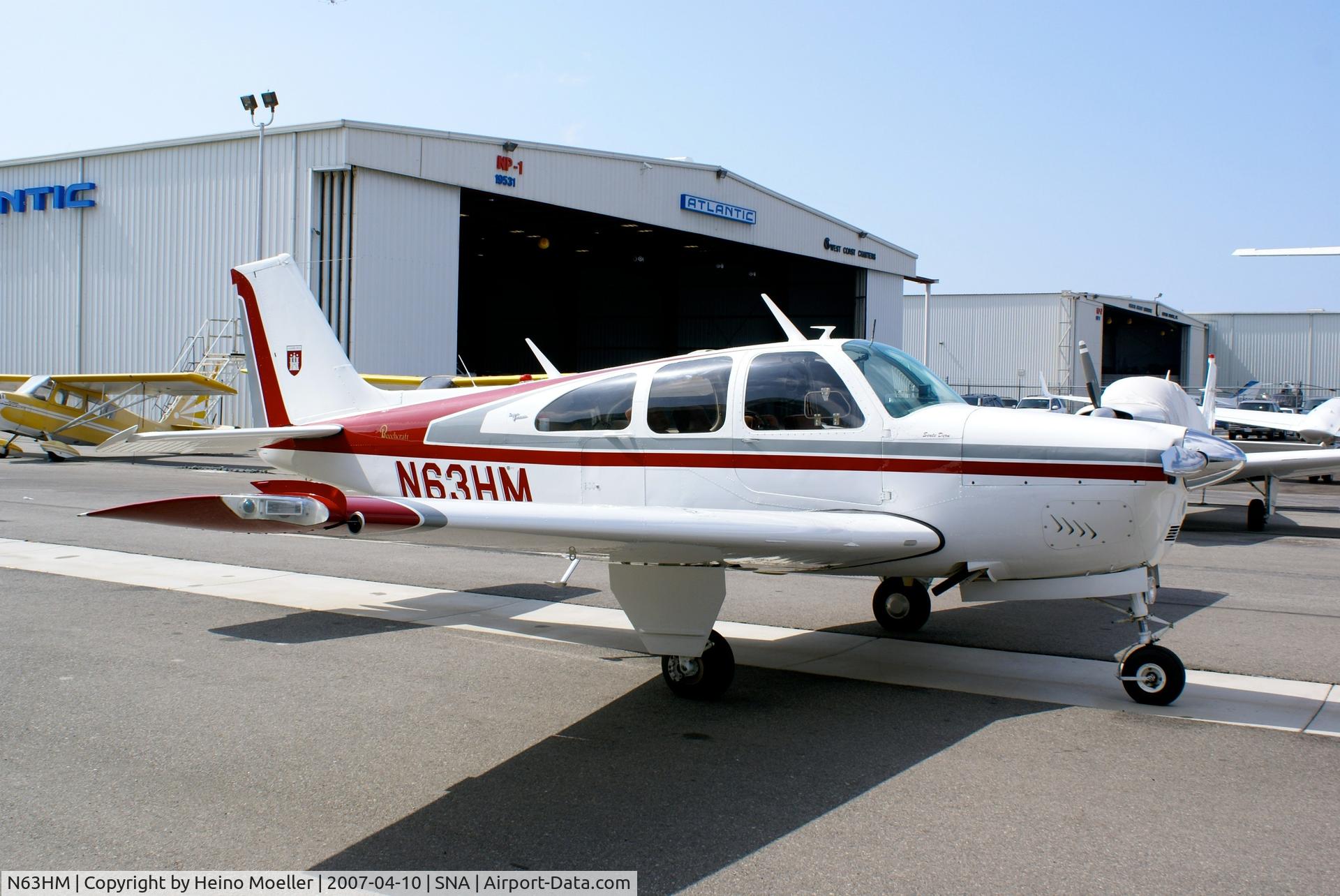 N63HM, 1965 Beech 35-C33 Debonair C/N CD-950, I owned N63HM for over 25 years and had it painted this way in Santa Maria. Been all over th US and some in Mexico. Oshkosh 4 times, 3 with the ABS formation arrival.