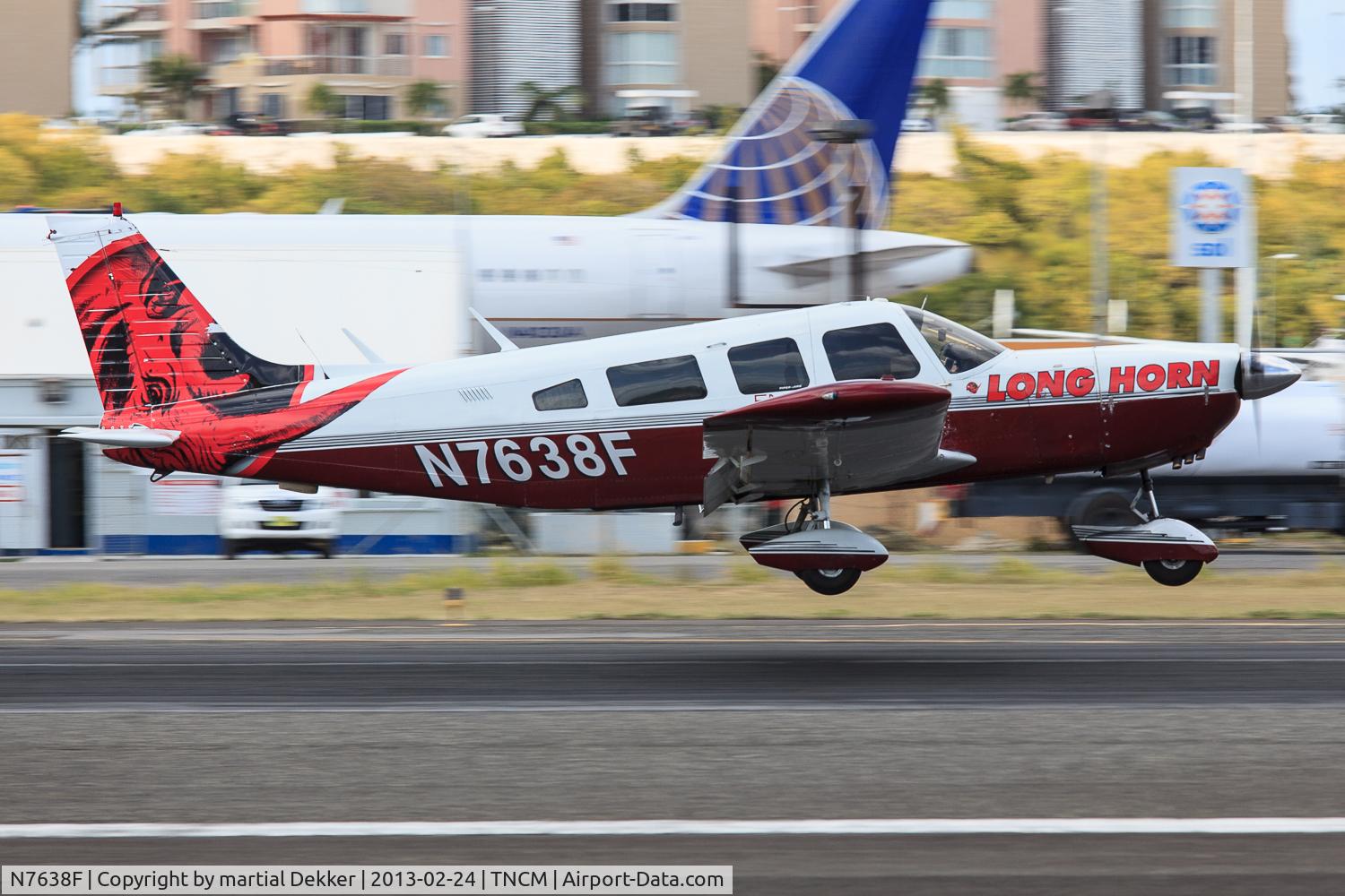 N7638F, 1976 Piper PA-32-300 Cherokee Six Cherokee Six C/N 32-7740014, Landing to SXM