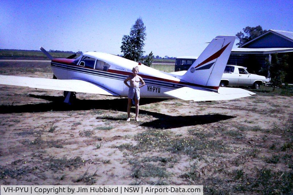VH-PYU, 1965 Piper PA-24-400 Comanche 400 C/N 26-131, this plane was bought as a demo from the piper dealer at Bankstown in Sydney in 1966 by my father Jim Hubbard. Dad used it for travelling to Sydney and Queensland from the cotton farms at WeeWaa in NSW.