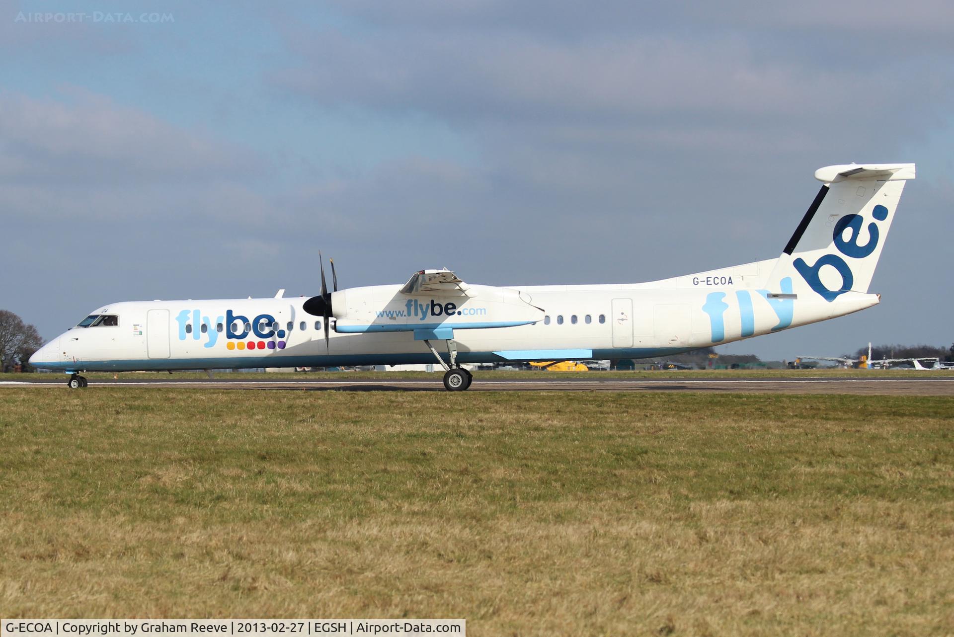 G-ECOA, 2007 De Havilland Canada DHC-8-402Q Dash 8 C/N 4180, About to depart on runway 09.