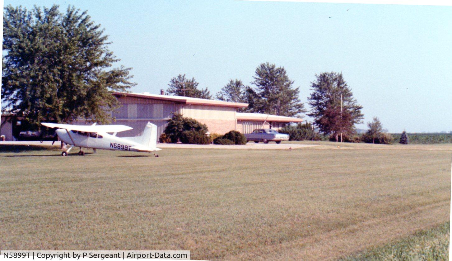 N5899T, 1965 Cessna 185D Skywagon C/N 1850799, I took this picture the summer of 1981.  We'd landed at a private strip in rural Iowa, while on a business trip in Nebraska.  The a/c was at that time based in NW PA (Erie)