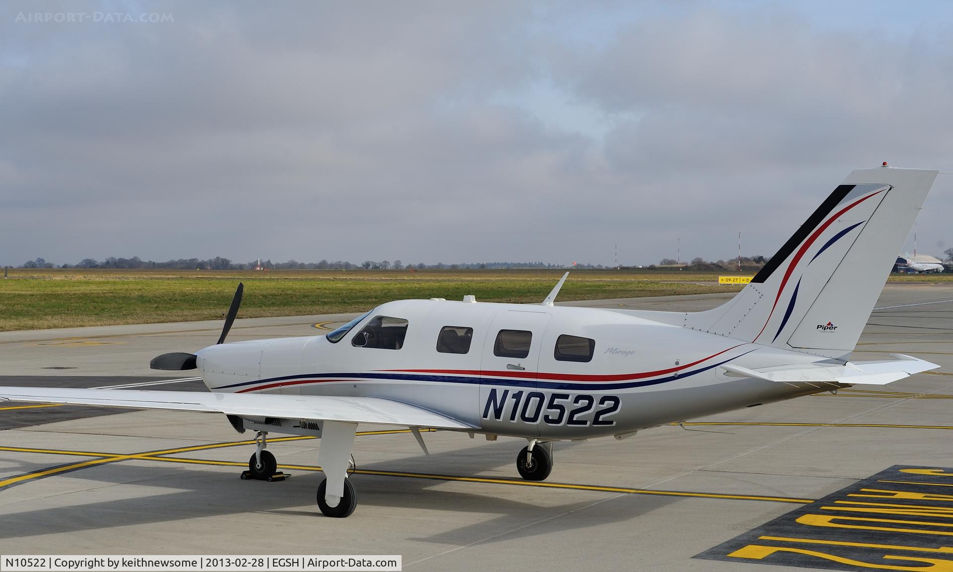 N10522, 2006 Piper PA-46-350P Malibu Mirage C/N 4636398, Sitting at rest on stand 12.