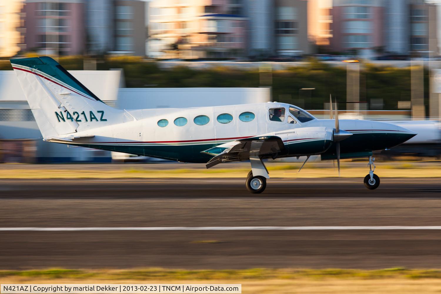 N421AZ, 1977 Cessna 421C Golden Eagle C/N 421C0401, take off SXM