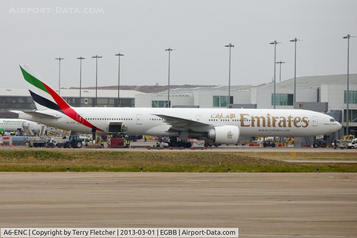 A6-ENC, 2012 Boeing 777-31H/ER C/N 41083, Emirates 2012 Boeing 777-31H(ER), c/n: 41083 parked at Birmingham terminal