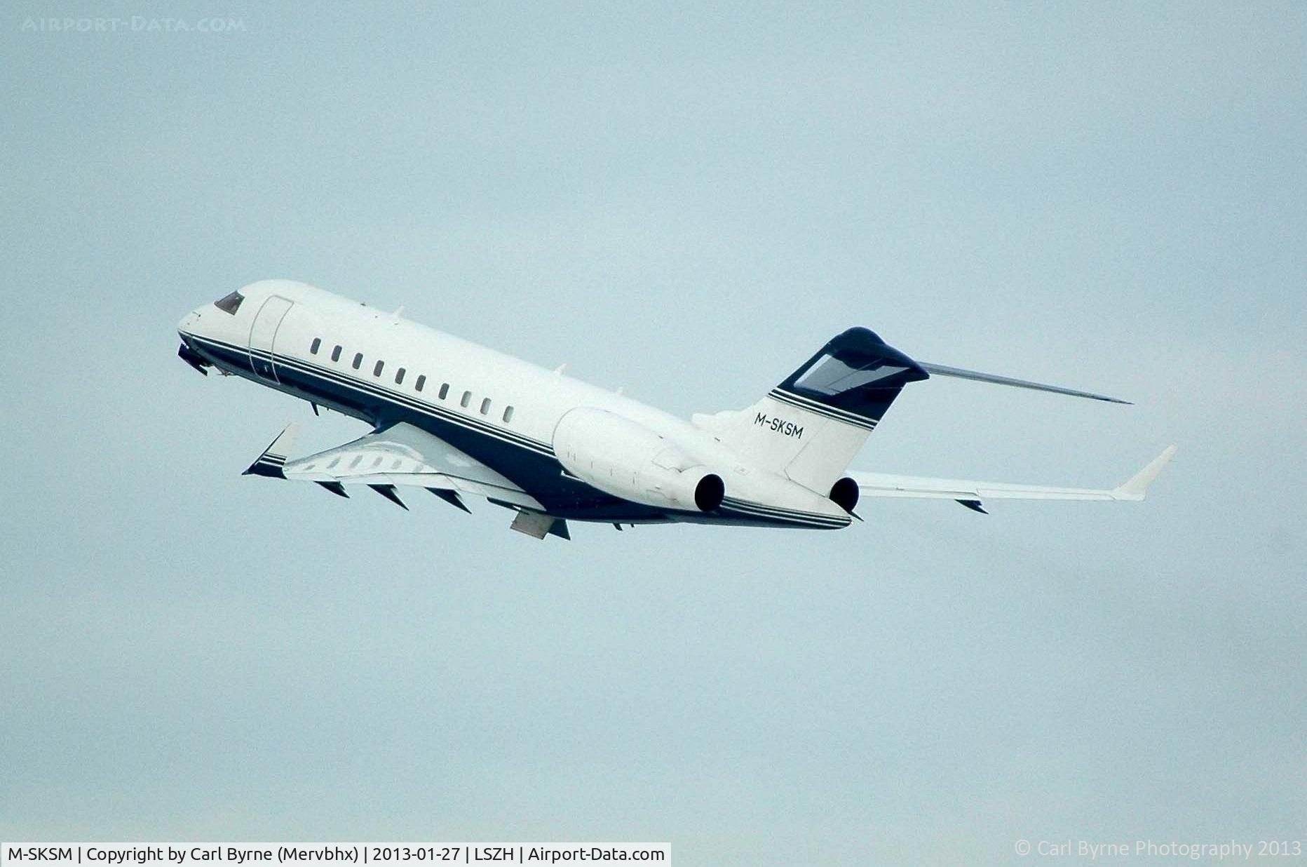 M-SKSM, 2005 Bombardier BD-700-1A11 Global 5000 C/N 9227, Taking off in the distance.