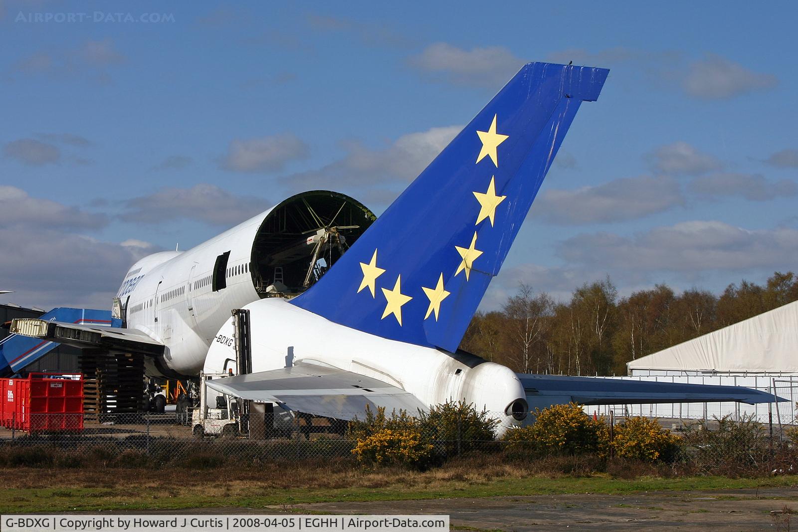G-BDXG, 1977 Boeing 747-236B C/N 21536, European Aviation. Tail off and scrapping under way.