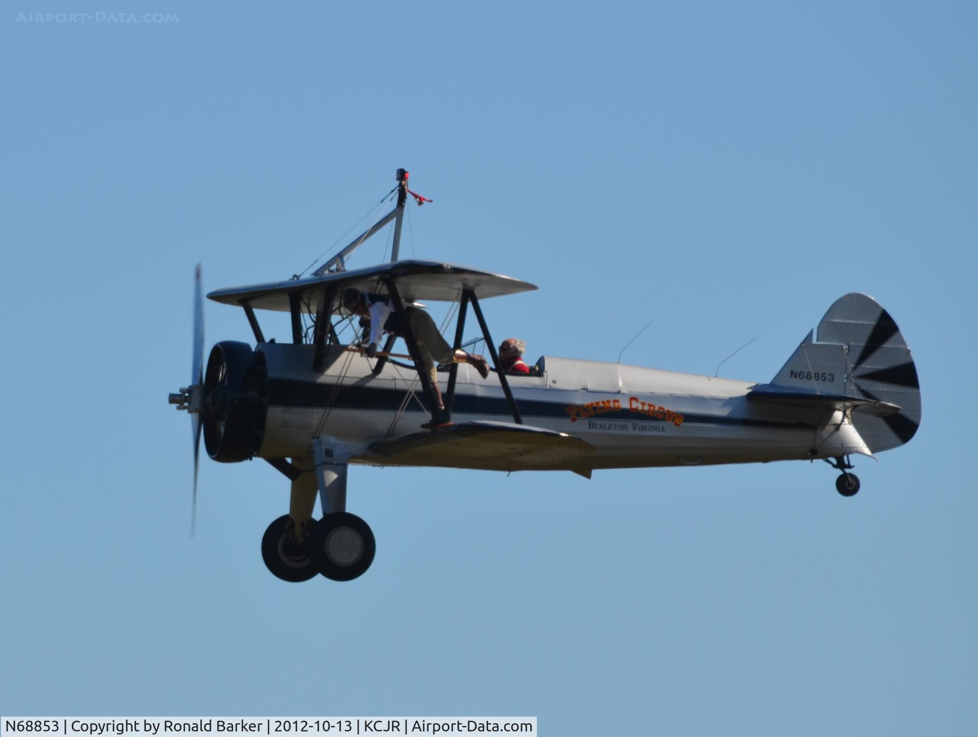 N68853, Boeing A75N1(PT17) C/N 75-5418, Wing walker - Left wing - Flying Circus - Culpeper Air Fest 2012