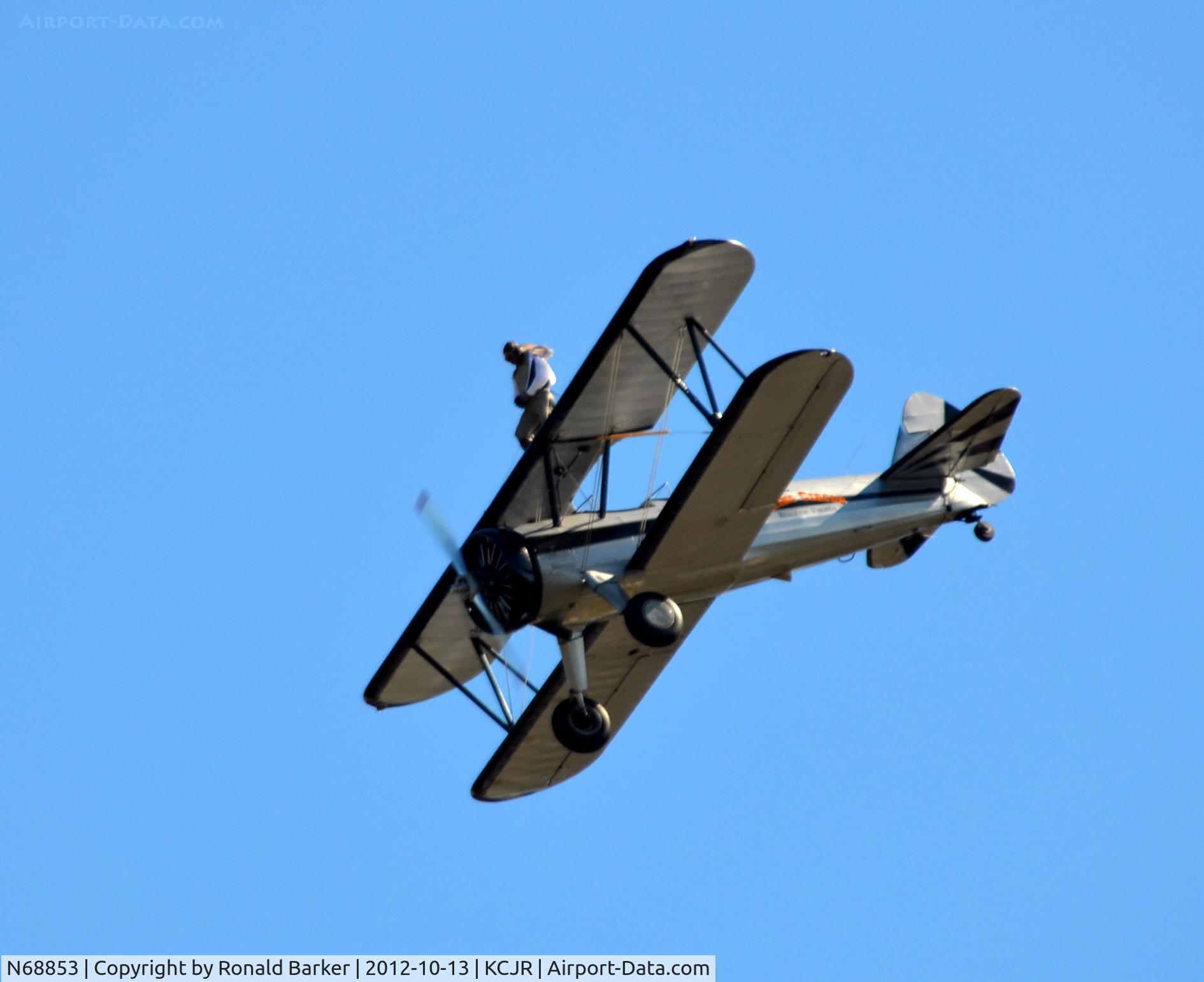 N68853, Boeing A75N1(PT17) C/N 75-5418, Wing walker - top of wing - Flying Circus - Culpeper Air Fest 2012