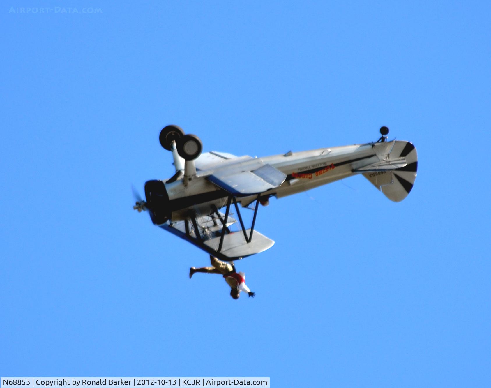 N68853, Boeing A75N1(PT17) C/N 75-5418, Wing walker - aircraft inverted - Flying Circus - Culpeper Air Fest 2012