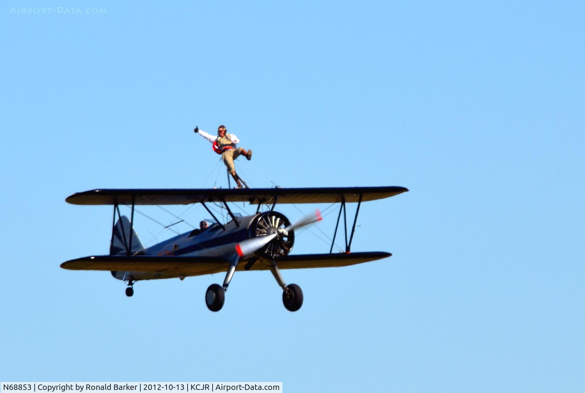N68853, Boeing A75N1(PT17) C/N 75-5418, Wing walker - flyby - Flying Circus - Culpeper Air FEst 2012