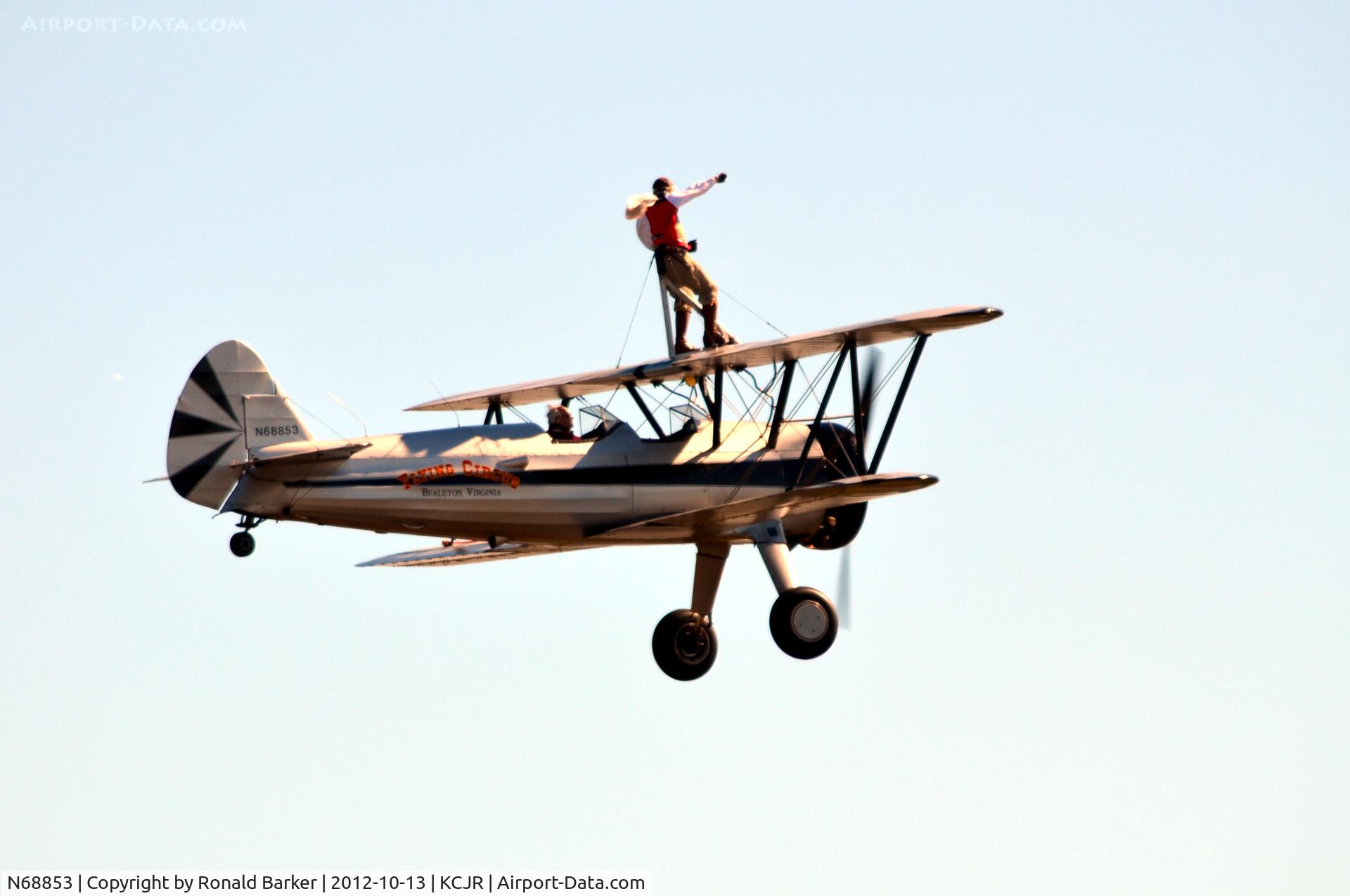 N68853, Boeing A75N1(PT17) C/N 75-5418, Wing walker - flyby - Flying Circus - Culpeper Air Fest 2012