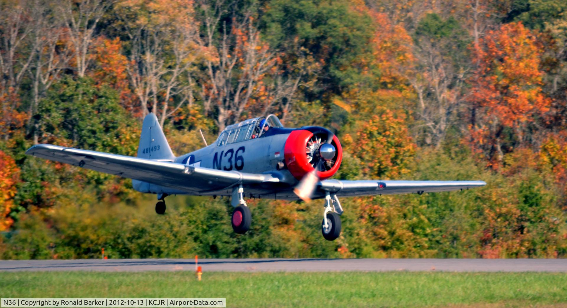 N36, 1944 North American AT-6F Texan C/N 121-42765, Takeoff - Culpeper Air Fest 2012