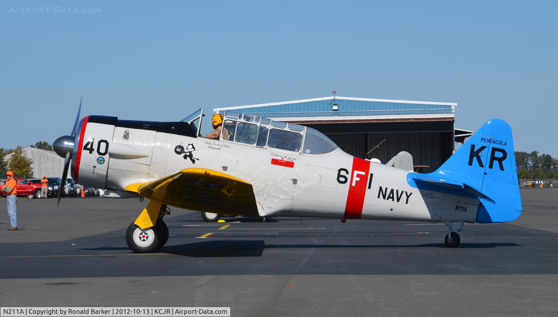 N211A, 1958 North American SNJ-6 Texan C/N 121-42318, Engine start - Culpeper Air Fest 2012