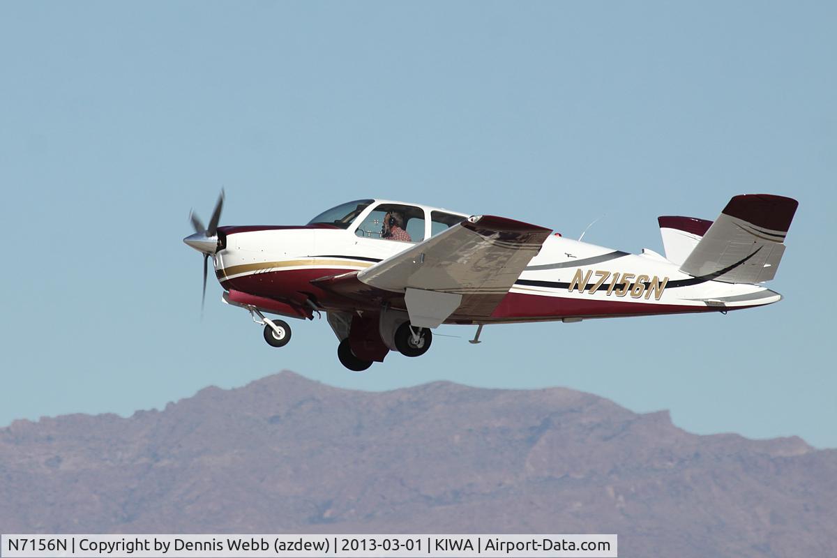 N7156N, 1968 Beech V35A Bonanza C/N D-8687, Takeoff at Phoenix Gateway Airport 3/1/13