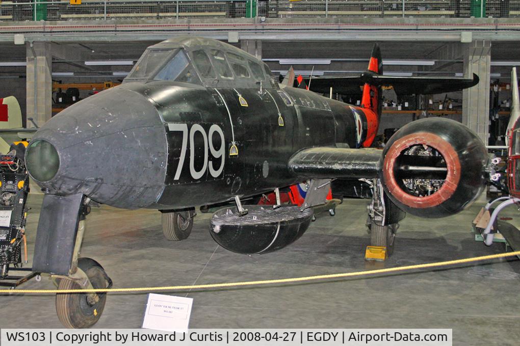 WS103, 1952 Gloster Meteor T.7 C/N Not found WS103, Royal Navy, coded 709. In the FAA Museum's Cobham Hall storage and restoration facility.