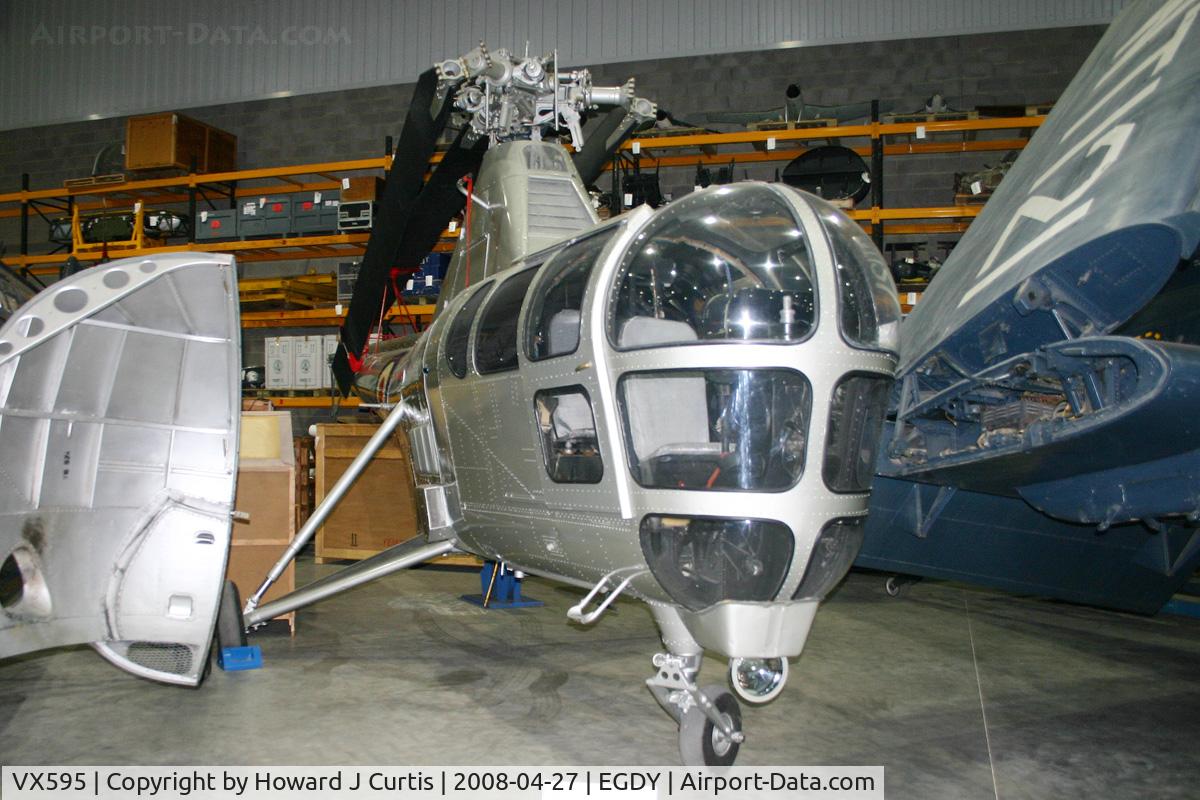 VX595, Westland Dragonfly HR.1 C/N WA/H/008, Royal Navy. In the FAA Museum's Cobham Hall storage and restoration facility.