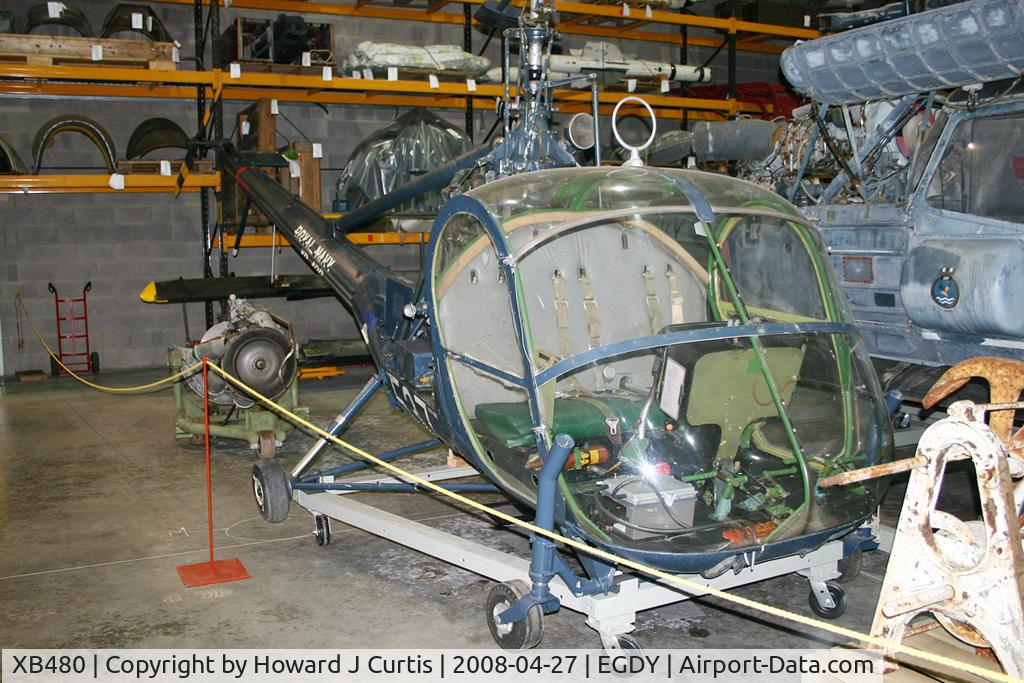 XB480, Hiller HT.1 C/N 540, Royal Navy, coded 537. In the FAA Museum's Cobham Hall storage and restoration facility.