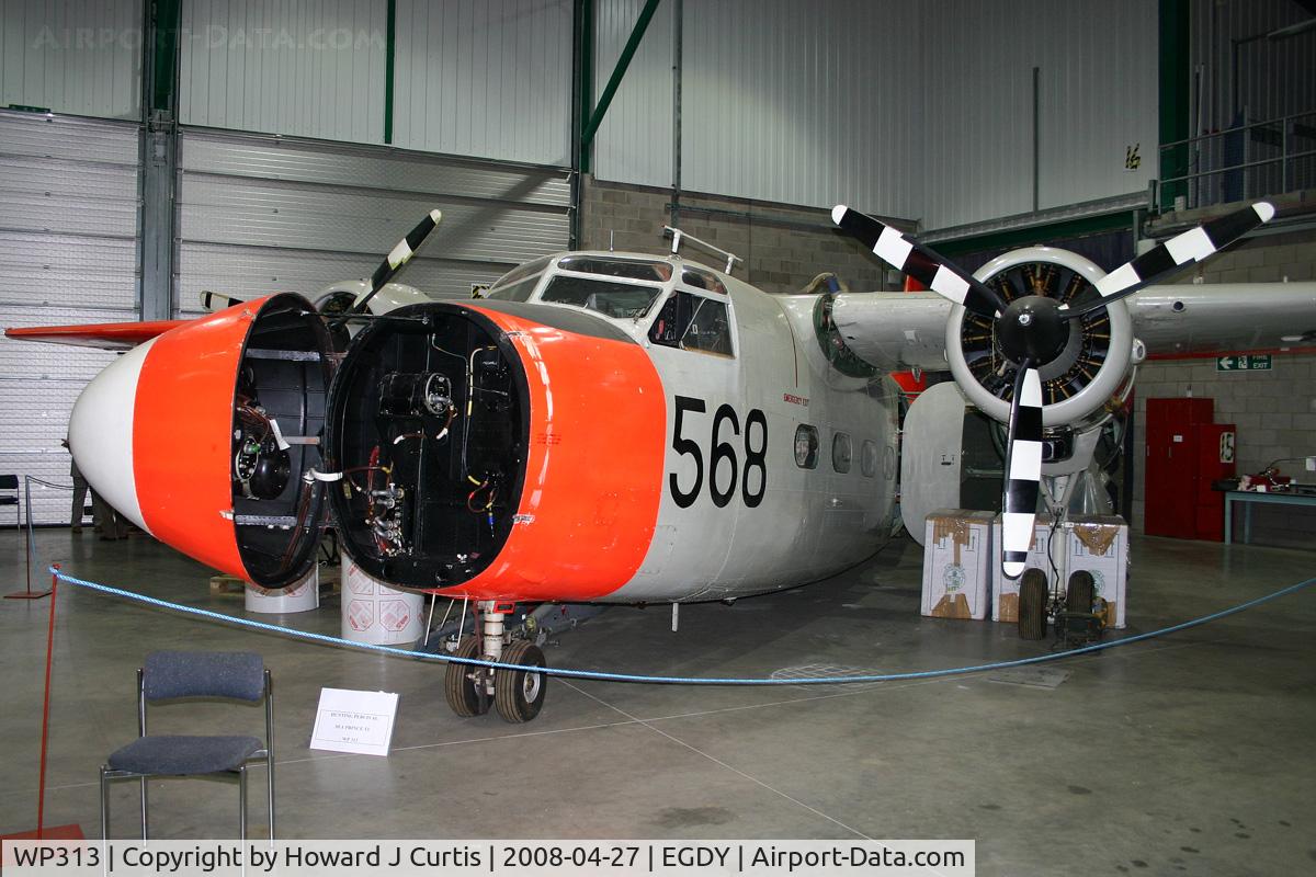 WP313, 1952 Percival P-57 Sea Prince T1 C/N P57/63, Royal Navy, coded 568/CU. In the FAA Museum's Cobham Hall storage and restoration facility.