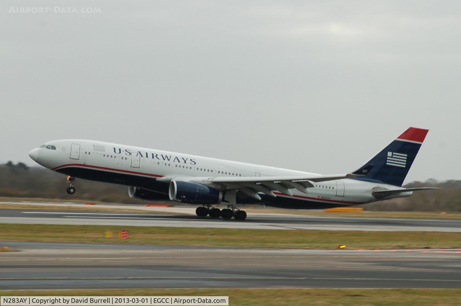 N283AY, 2009 Airbus A330-243 C/N 1076, US Airways Airbus A330-243 landing at Manchester Airport