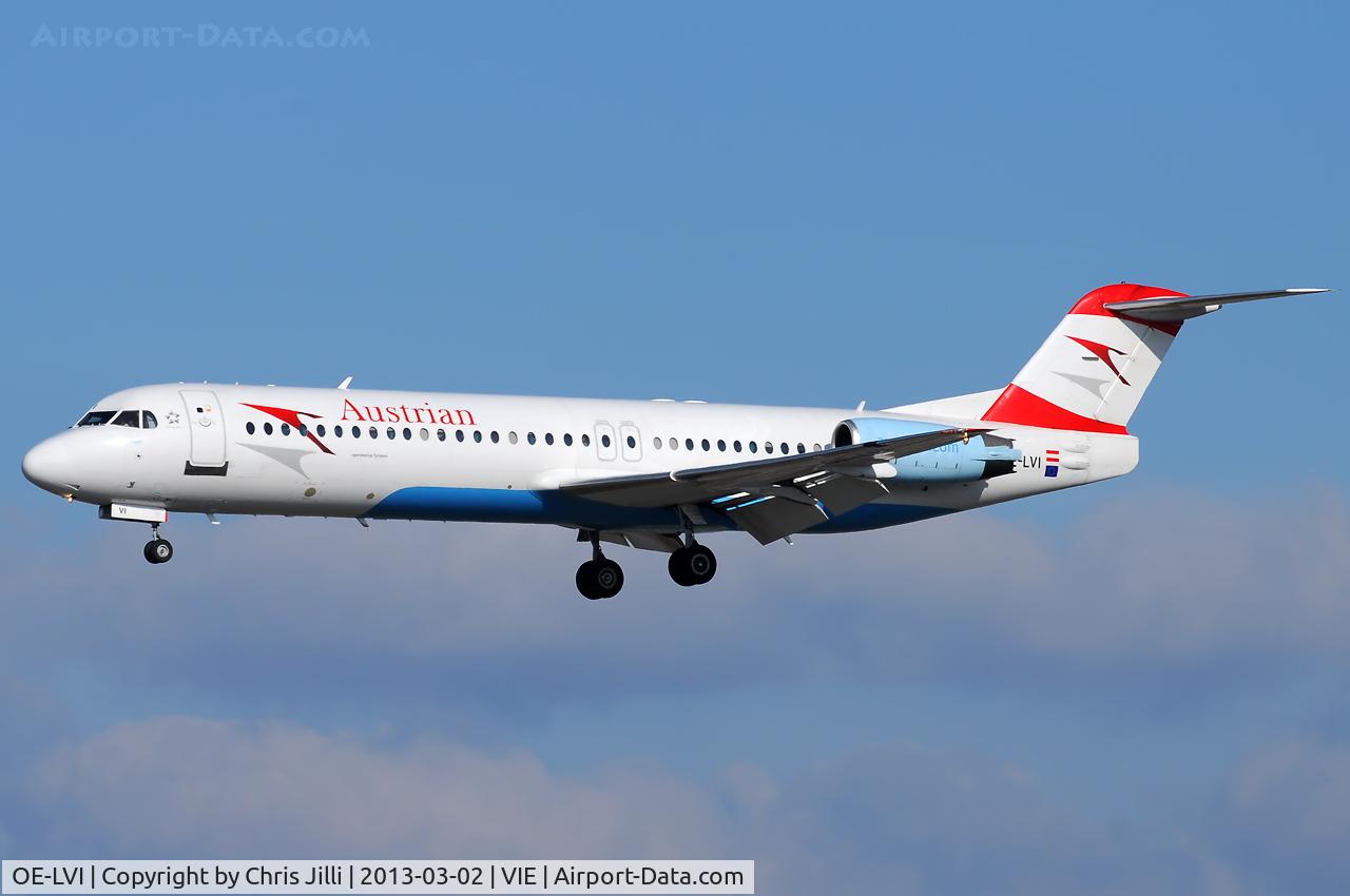 OE-LVI, 1993 Fokker 100 (F-28-0100) C/N 11468, Austrian Airlines