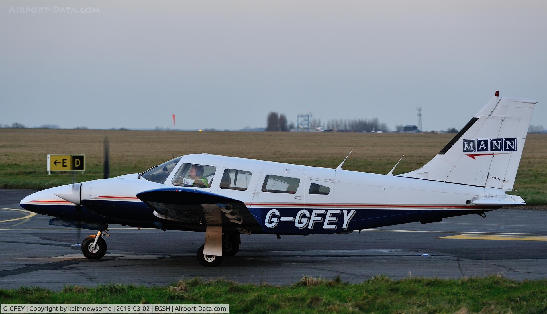 G-GFEY, 1978 Piper PA-34-200T Seneca II C/N 34-7870343, Arriving rather late in the day ?
