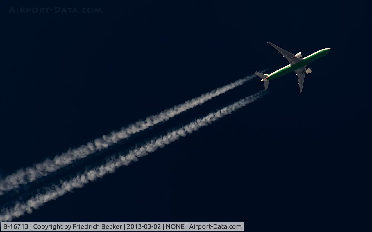 B-16713, 2009 Boeing 777-35E/ER C/N 33756, EVA Air BR0088, cruising at FL310 from CDG to TPE