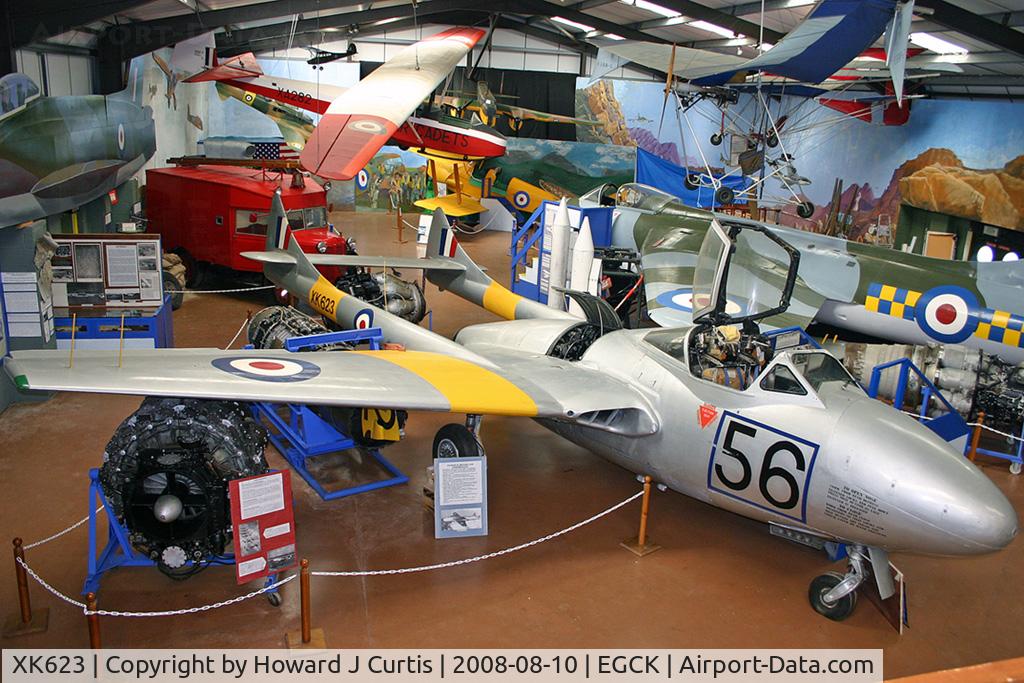 XK623, 1956 De Havilland DH-115 Vampire T.11 C/N 15780, On display at Caernarfon Air World.