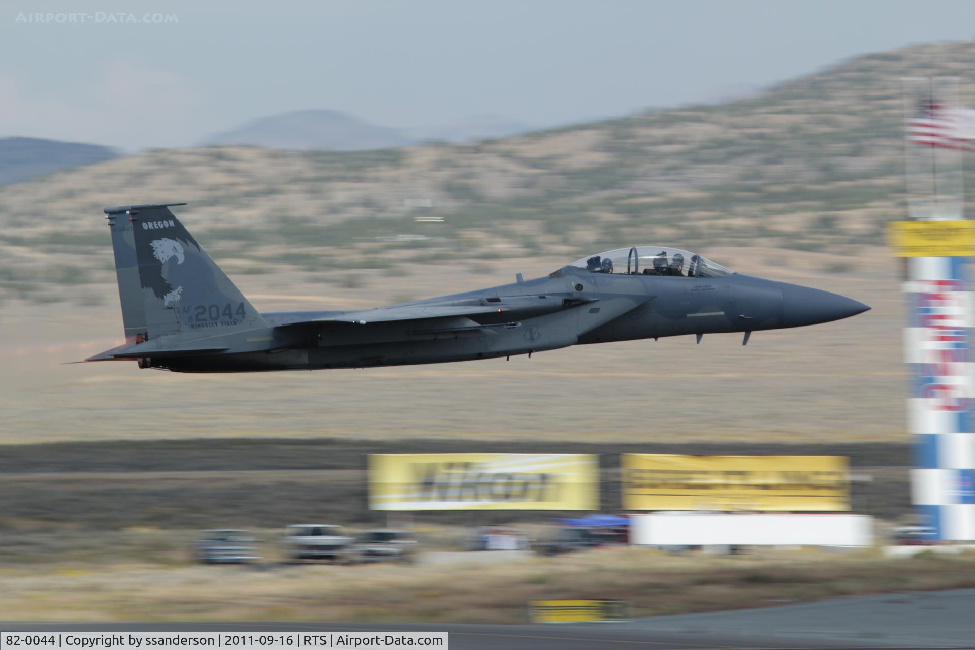 82-0044, 1982 McDonnell Douglas F-15D Eagle C/N 0827/D040, F-15 Eagle crossing Reno Finish Line