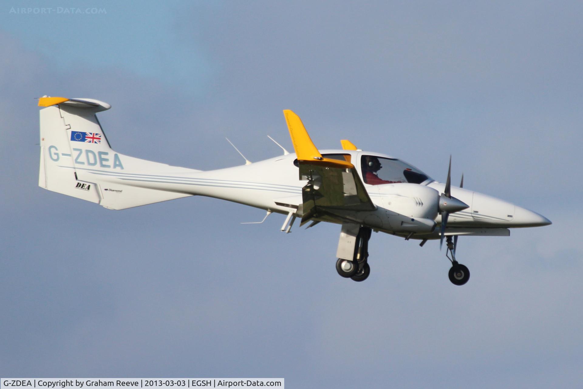 G-ZDEA, 2006 Diamond DA-42 Twin Star C/N 42 080, About to touch down.