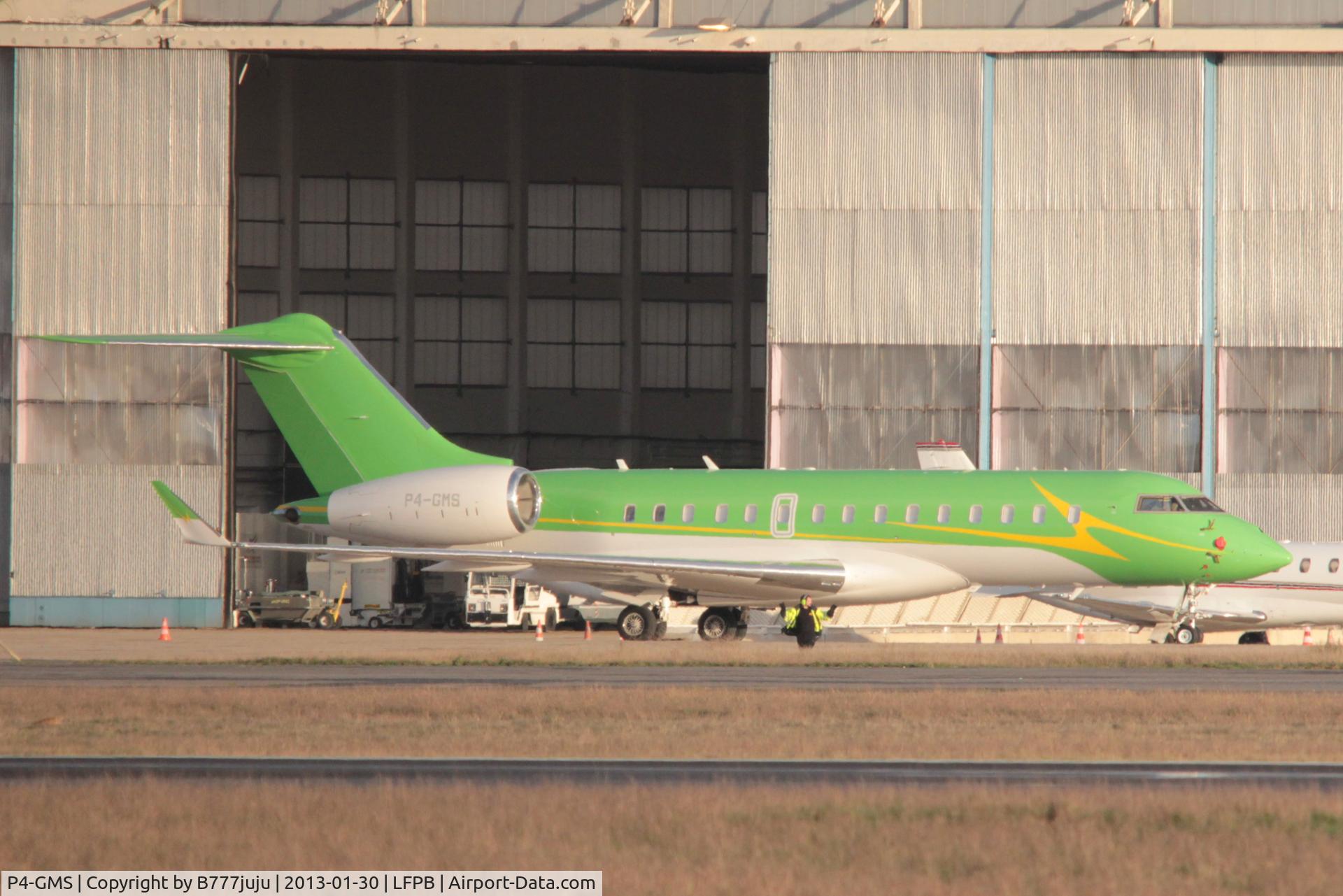 P4-GMS, 2010 Bombardier BD-700-1A10 Global Express XRS C/N 9426, on transit at Le Bourget