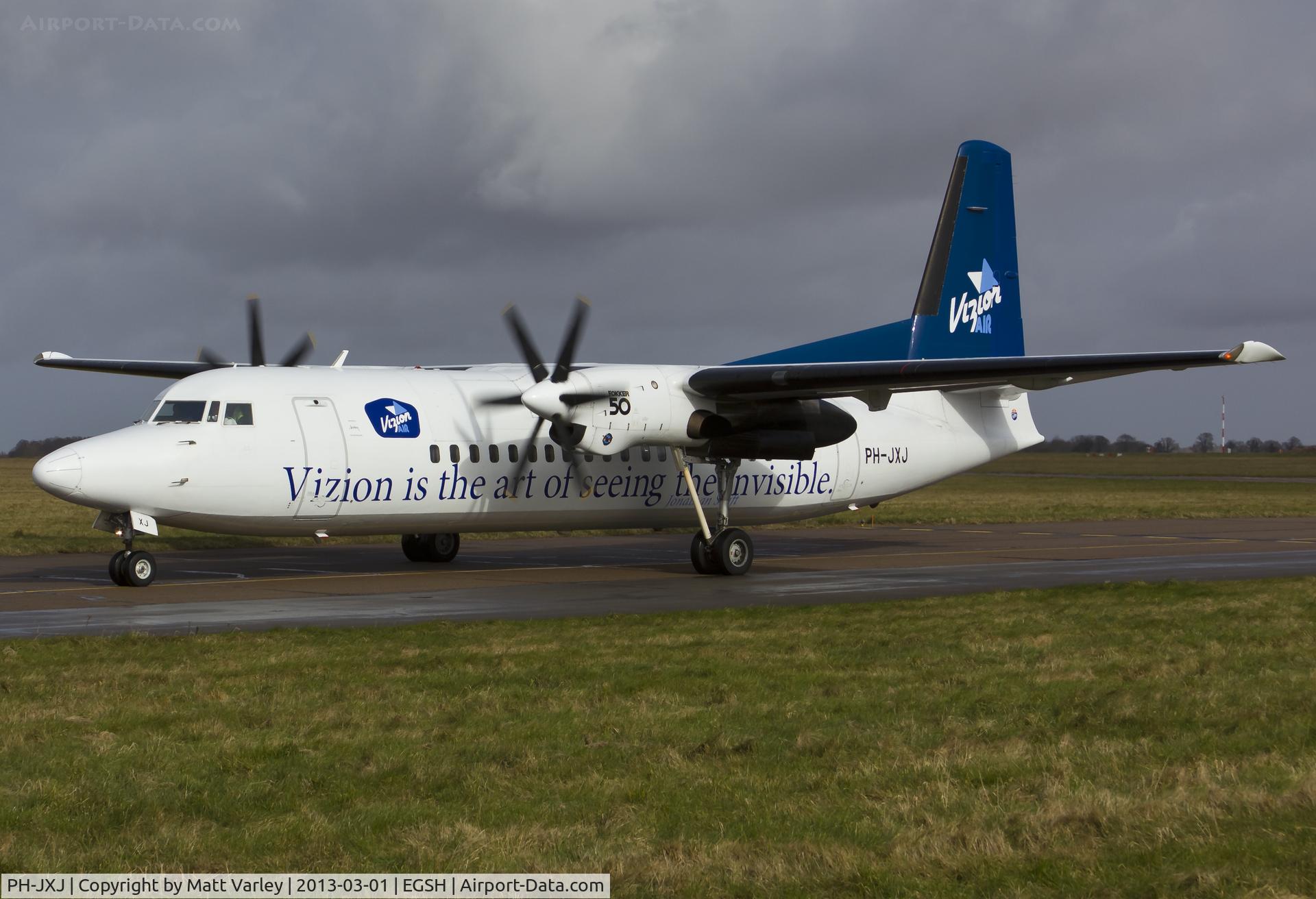 PH-JXJ, 1991 Fokker 50 C/N 20232, Departing with NCFC on board.