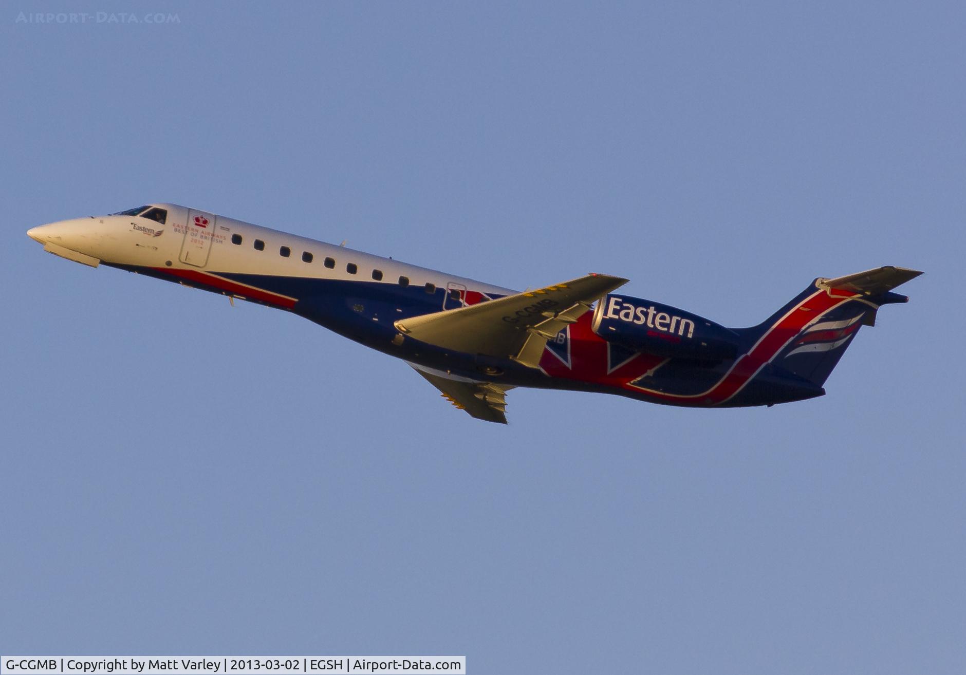 G-CGMB, 2000 Embraer ERJ-135ER (EMB-135ER) C/N 145189, climbing away.