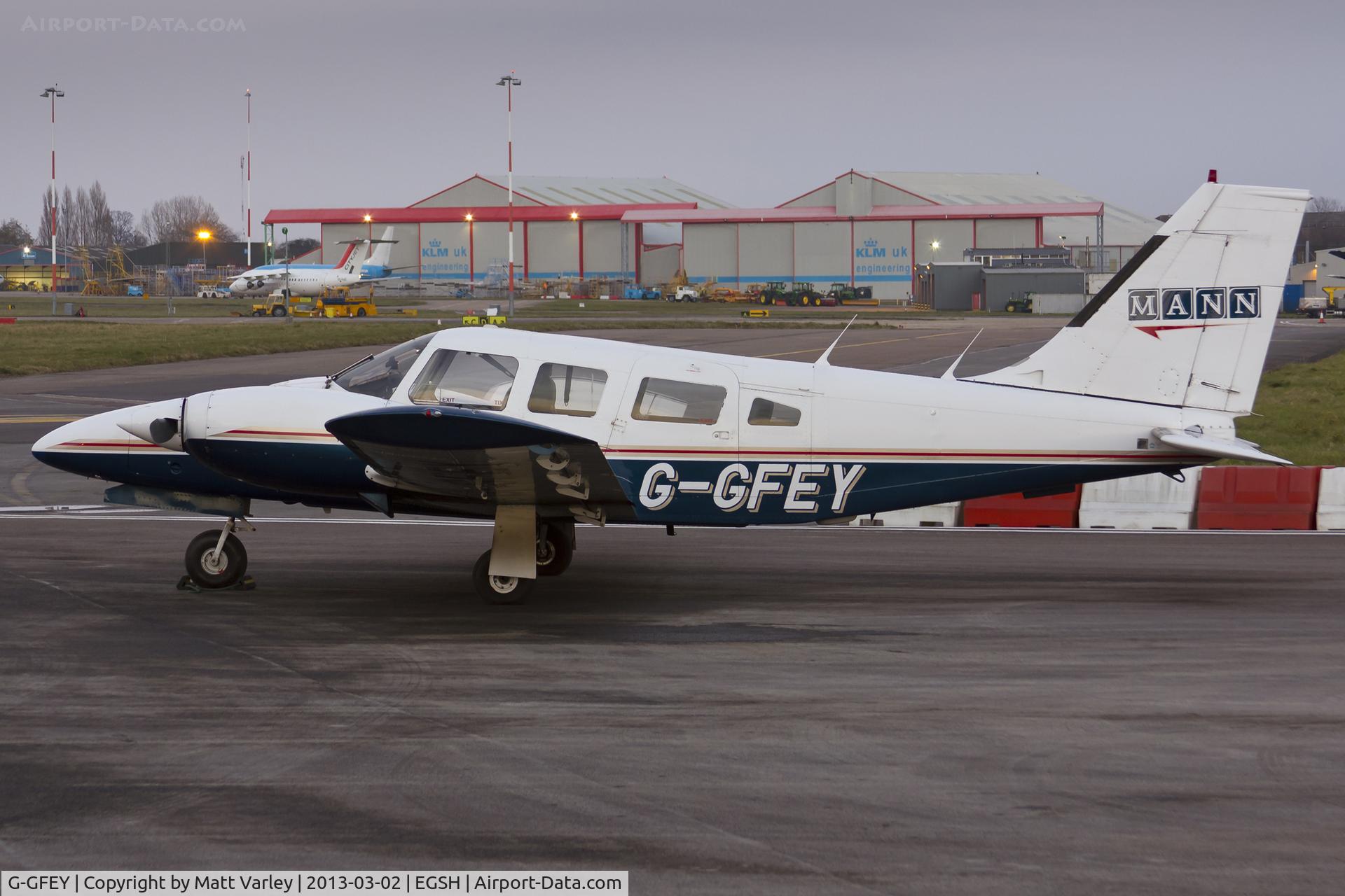 G-GFEY, 1978 Piper PA-34-200T Seneca II C/N 34-7870343, Sat on stand.