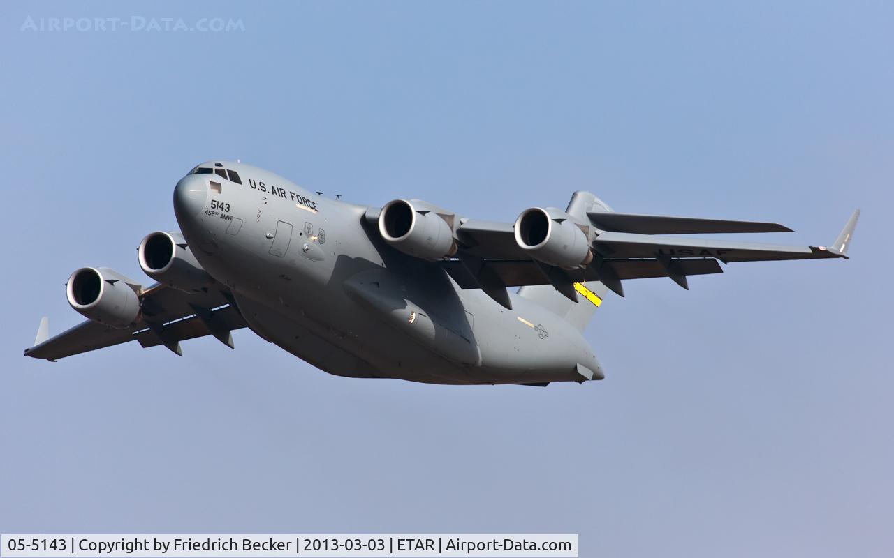 05-5143, 2005 Boeing C-17A Globemaster III C/N 50151/F150/P143, departure via RW26