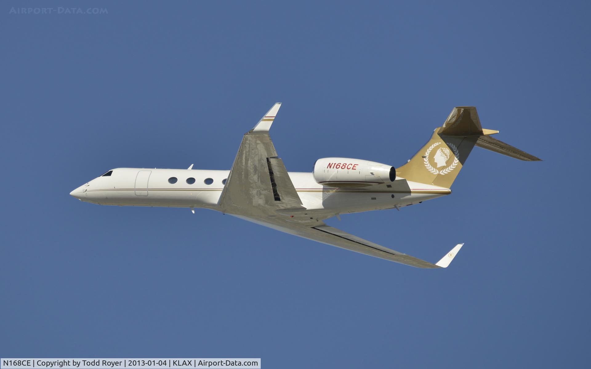 N168CE, 1999 Gulfstream Aerospace G-V C/N 568, Departing LAX
