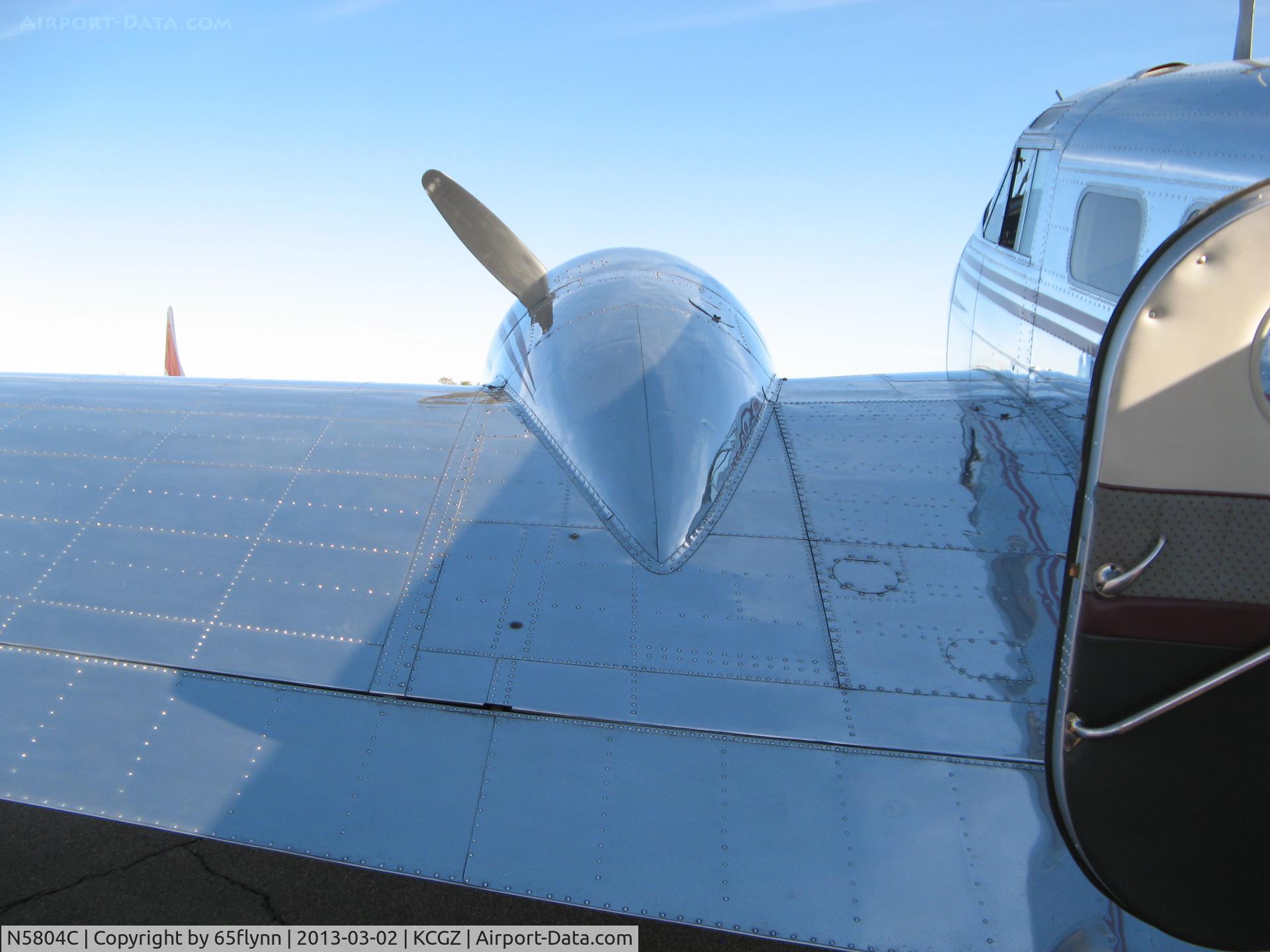 N5804C, 1951 Beech D18S C/N A579, Port side top engine cowling.  Beautiful form and metal work.