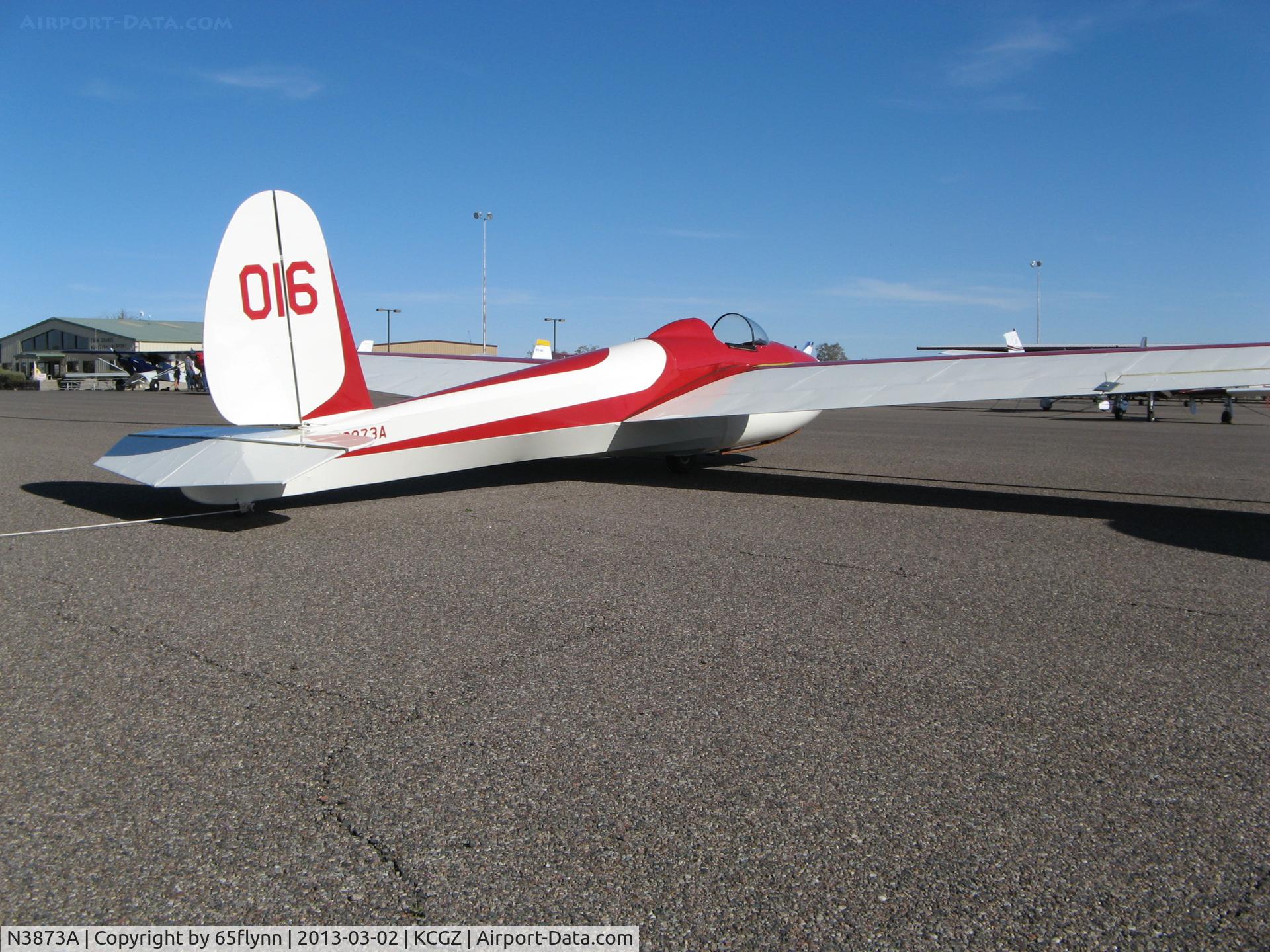 N3873A, 1956 Schweizer SGS 1-26A C/N 16, Cactus fly in 2013.  Nice rounded form to the rudder.  This look didn't last long as the 