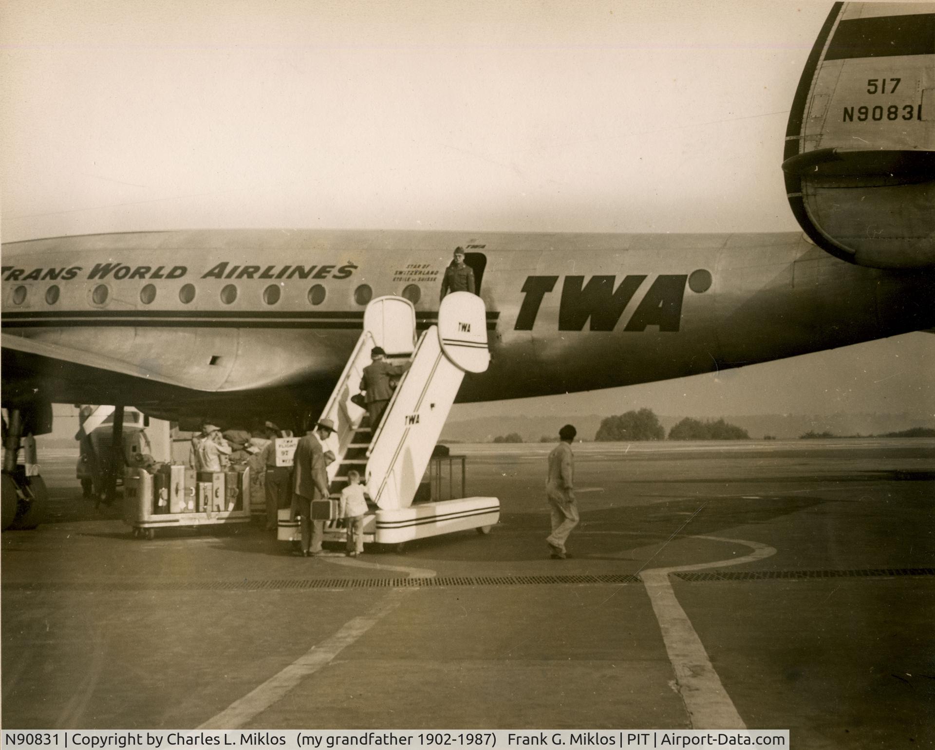 N90831, 1943 Lockheed C-69-1-LO/ l-049 Constellation C/N 049-1970, My dad either coming home or leaving for the Army  1951 or 52.