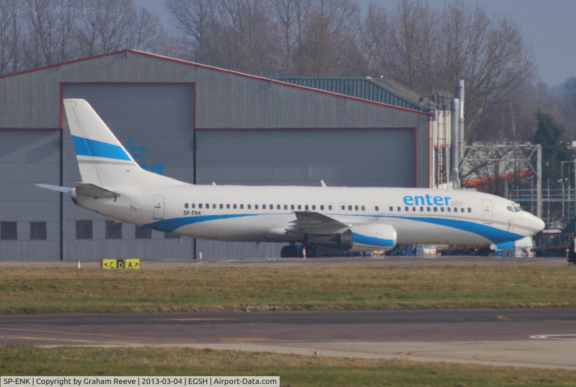 SP-ENK, 1996 Boeing 737-46J C/N 28038, Parked at Norwich.
