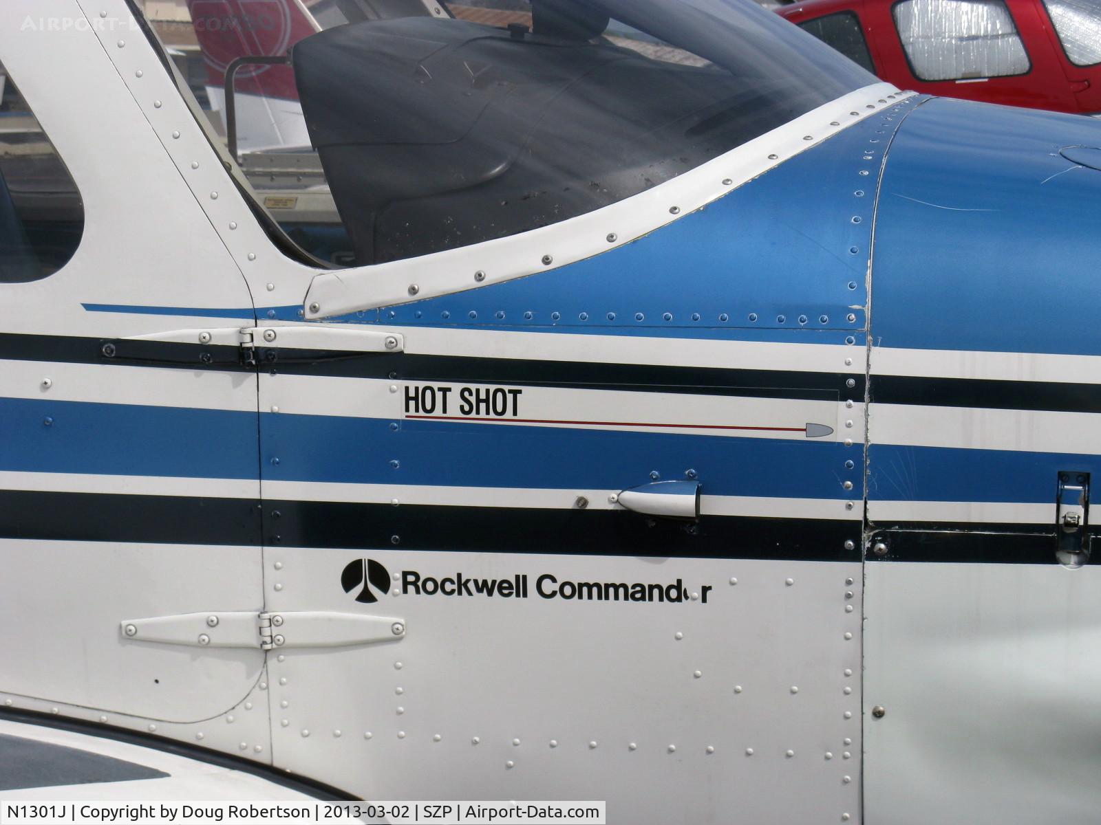 N1301J, 1975 Rockwell International 112A Commander C/N 301, 1975 Rockwell COMMANDER 112A 'HOTSHOT', Lycoming IO-360-C1D6 200 Hp, logos